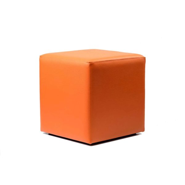 Vinyl Ottoman Cube Orange